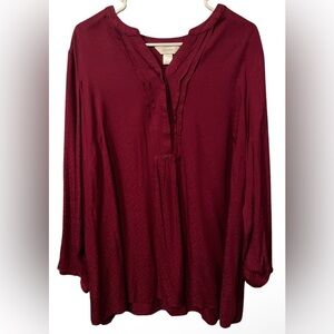 CJ banks long sleeve for women color:red size:1X